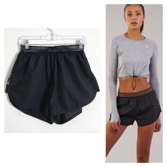 Gymshark Pants - Gymshark running shorts black high waisted medium